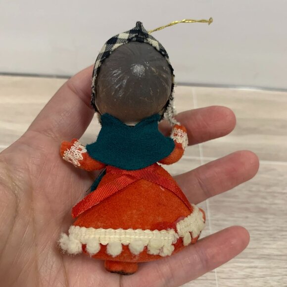 Vintage Flocked Blow Mold head Cottage Grandma Ornament - Picture 2 of 7